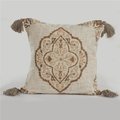 Lr Resources LR Resources PILLO07375BRWIIPL 18 x 18 in. Antique Style Medallion Square Throw Pillow - Brown & Beige PILLO07375BRWIIPL